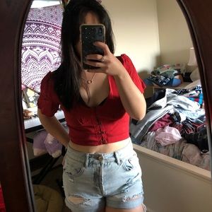 Rust Red Corset Crop Top